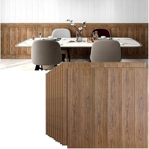 Home 3D Wall Panels 20Pcs Oak Wooden 3D Wallpaper for Living Room Self Adhesive Wall Paneling Peel and Stick Wall Tiles, Polystyrene Ceiling Tiles Easy to Install and Clean.(A)