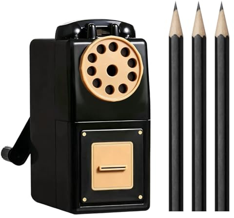 Sacapuntas Manual de Manivela, Afilador Ajustable 5 Niveles para Lápices 6–8 mm, Cuchilla Metal con Base Antideslizante, para Niños, Artistas, Escuela & Oficina