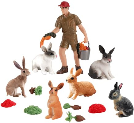 Hasenfiguren,13-teilige pädagogische Bauernhoftier-Spielfiguren für Kinder - Spielzeugtiere,für Kuchen, Eierfüllungen und Partygeschenke
