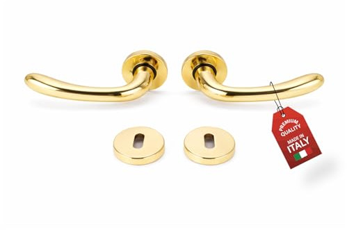 MOHOME Maniglie Porte Interne Made In Italy Premium Quality 135 mm Maniglia Coppia Di Maglie Maniglia Tonda Lucido Verniciato Alta Qualità Alluminio Universale Casa Ufficio Stanza Design Resistente