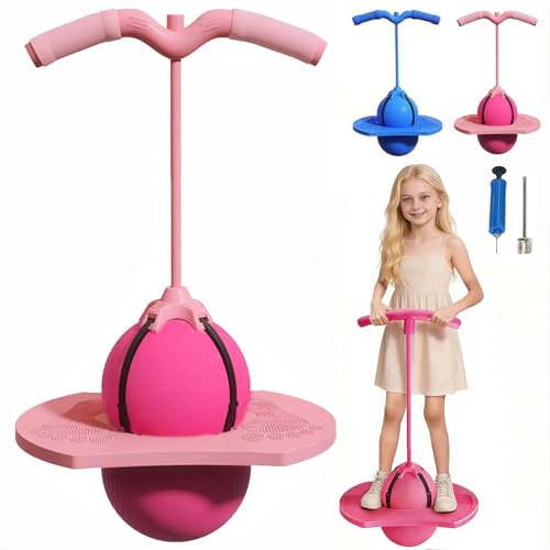 TaiXinYuly Pallone Salterino Balance per Bambini, Pogo Ball con Maniglia, Base Antiscivolo, Antiscivolo, Giocattolo per Casa, Giardino, Sport e Divertimento per Tutta la Famiglia (Rosa)