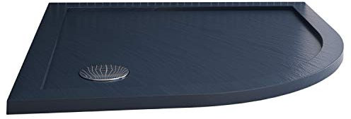 Idralite Plato de Ducha 80x80x4cm Semicircular Acrílico Borde Realzado Antracita Efecto Piedra Mod. Flower