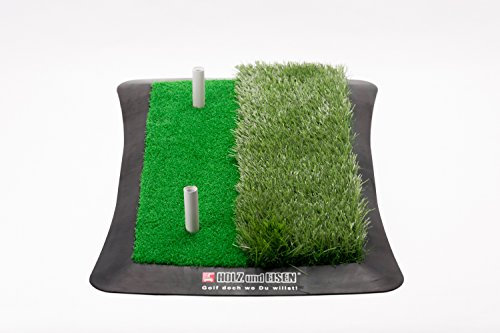HOLZundEISEN Golf Abschlagmatte (60 cm x 30 cm) / inkl. Gummi-Tees/Verschiedene Grashöhen