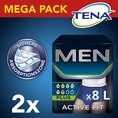 Tena Men Active Fit Pants Plus, Größe L, 2er Pack (2 x 8 Stück)