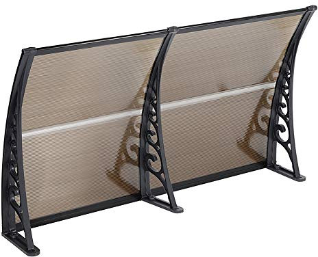 YJIIJY Auvent de Porte et fenêtres, Marquise de Porte d'entrée auvent terrasse Canopy, Auvent de Porte Store Entrée Protection, Marquise Solaire abri banne entrée Protection, Marron (100x200cm)