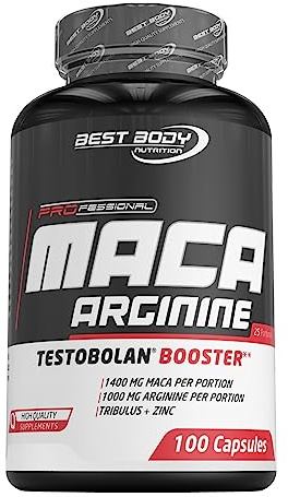Best Body Nutrition Testobolan Maca Kapseln 100 Stück – Mit Maca, Tribulus, L-Arginin, Zink & Vitamin B6 – Vegan – Nahrungsergänzung für Männer – Unterstützt Energiestoffwechsel & Eiweißsynthese