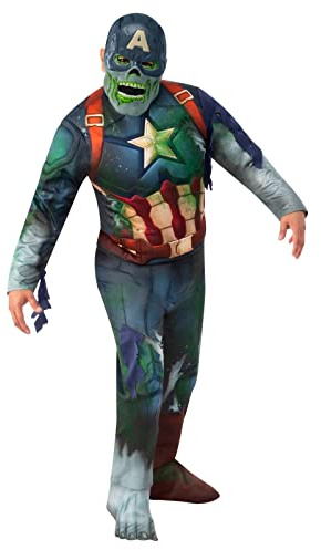 Rubies 702730STD Zombie Captain America Deluxe Costume Fancy Dress, Men, Multicolour, Standard Halloween