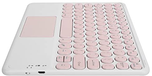 Teclado Redondo para Tableta con Bluetooth, Teclado inalámbrico para PC, diseño ergonómico Recargable con Panel táctil para Windows/iOS/Android(Pink)