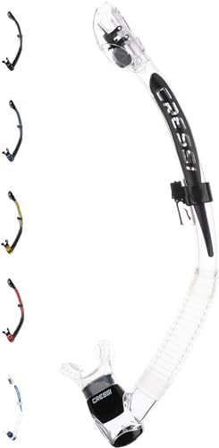 Cressi Itaca Ultra Dry Snorkel - Tuba Sec pour la plongée et l'apnée, Transparent/Noir, Taille Unique, Unisexe Adulte