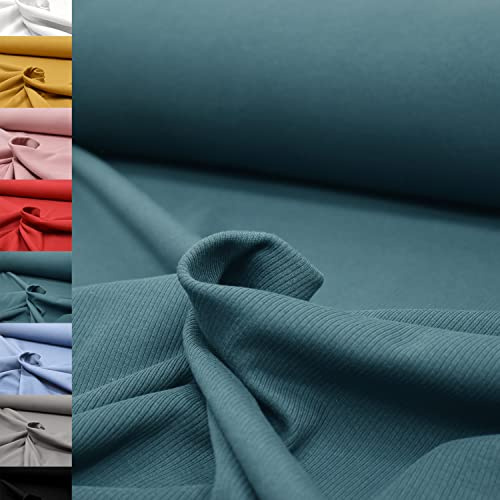 MAGAM-Stoffe Matteo Rippen Jersey Mode Stoff Meterware 50cm (10. Petrol)