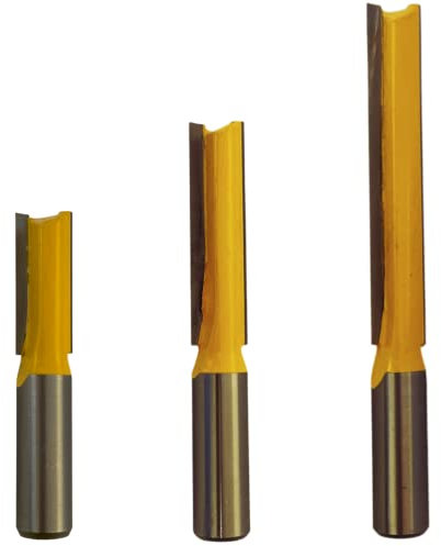 Rennie Tools - 3pcs 1/2 Cutting Diameter x 1/2 Shank x 32mm / 50mm / 76mm Flute Extra Long TCT Tipped 2 Flute Straight Router Kitchen Worktop Cutter Bit. Compatible With Makita Bosch Dewalt Router