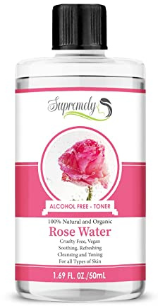 100% Pure Organic Rose Water for Face, 50ml | Calms & Soothes Red/Irritated Skin, Triple Distilled Facial Toner, Softens Skin & Hair, Vegan
