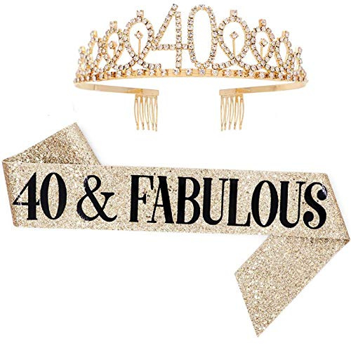 Set di sciarpe per regine di compleanno con diadema con strass, 21, 30, 40, 50, 60 anni, regalo di compleanno per donne