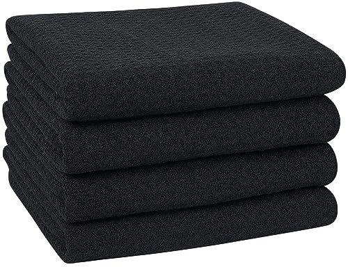 VIVOTE Microfaser Geschirrtücher 40 x 60cm, Schwarz Küchentücher, Weiche und Saugfähige Premium Geschirrhandtücher für die Reinigung von Küche (4 Stück)