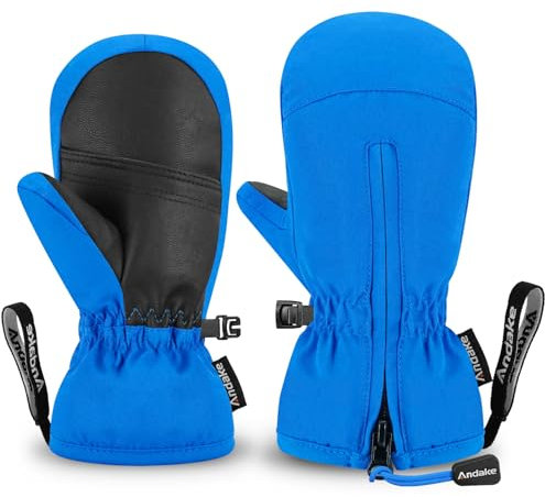 Andake Kinderhandschuhe,Warme Winterhandschuhe Wasserdicht Winddicht Handschuhe für Skifahren, Spielen, Outdoor-Aktivitäten, Jungen und Mädchen (Blau-kurz,XXS(ca.3-6 Jahre)