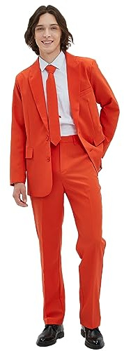 ACH Mens Suit Black White Red Purple Orange Green Suits for Men 3 Piece Halloween Prom Party Leisure Costume Outfit Jacket Tie Pants L