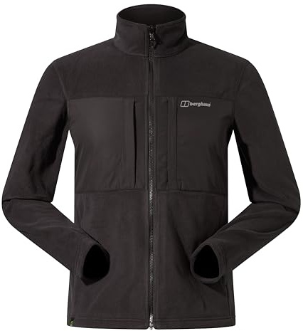 Berghaus Men's Prism Polartec Guide Interactive Fleece Jacket |x Adjustable | Durable Fleece Full Zip, Black/Black, L