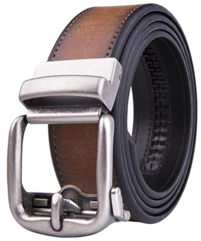 Fabio Valenti Ceinture à cliquet en cuir véritable pour homme avec boucle automatique, réglable, cognac, 44-46