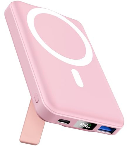 AOGUERBE Mag-Safe Powerbank 10000mah, Magnetische Externe Batterie, Wireless Power Bank 22.5W PD Schnelles Laden mit LED-Display, Faltbarer Akkupack für iPhone 16/15/14/13/12/Mini/Pro/Pro Max