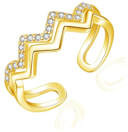 Josfeva Silverringar för kvinnor, 925 sterling silver dubbel ring Infinity omlottring med zirkon, justerbar minimalistisk fingerringar, trendig stapelbar tumring knuckle ringar med presentförpackning,