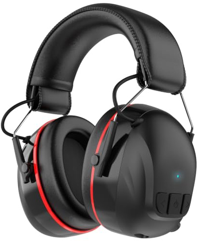 Qozybuds Bluetooth 6.0 Hearing Protection Headphones with 120H Working Time, 30dB SNR, Superior Stereo Sound Quality, Larger Buttons for Easy Operation, Safety Ear Muffs for Lawn Mowing, Workshops