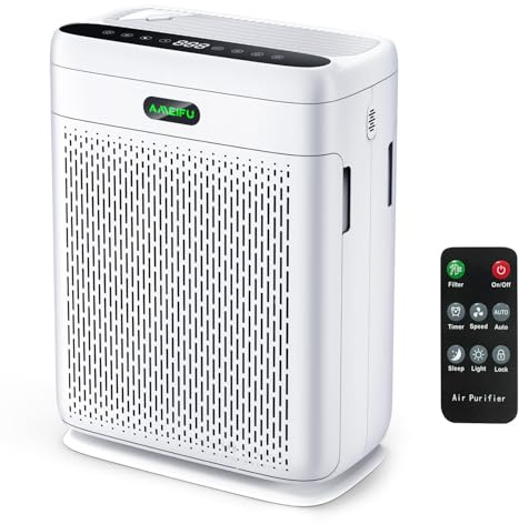 Air Purifiers for Home Large Room with Remote, Up to 3000 Sq Ft, H13 Hepa Double-Sided Air Filter Purifier with PM 2.5 Display Air Quality Sensor, Pet Air Purifier for Pets Hair, Pollen, Dander, Smoke