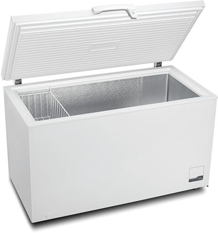 METRO Professional Congélateur bahut GHF2400, acier/aluminium, 136.5 x 73.5 x 83.5 cm, 400 L, 130 W, 1 panier, éclairage LED, avec serrure, blanc