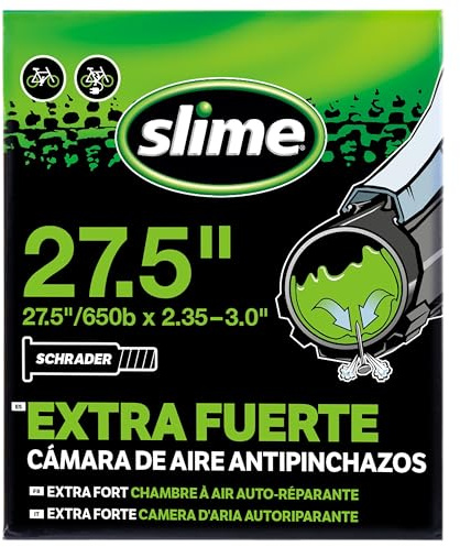 Slime 30098 Bike Inner Tube with Slime Puncture Sealant, Self Sealing, Prevent and Repair, Schrader Valve, 27.5 x 2.35-3.0