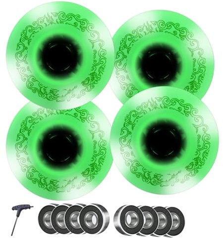 ANWEALTH 4er Pack Leuchtende 72 mm 76 mm 80 mm Inline Skate Rollen Rollschuh Skating Räder mm Ersatzräder für Inlineskates für Indoor Outdoor mit ABEC 9 Lager 90A Rollhockey Räder 4 Stück