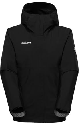 Mammut Treeline Light Hardshell Hooded Jacket Women – Lightweight, Waterproof, Windproof, Black, Medium