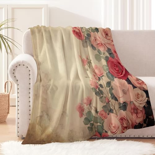 GSAEIMCT Wohn- & Kuscheldecken, Kuschelige weiche Flanelldecke, Rose Im Antiken Stil, Bettüberwurf, Decke für Wohnzimmer, Couch, Sofa, Stuhl, 150x200cm