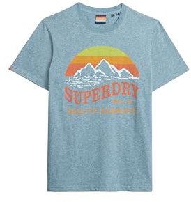 Superdry Herren Locker geschnittenes, klassisches Great Outdoors T-Shirt Wüstenhimmelblau Gesprenkelt XXL