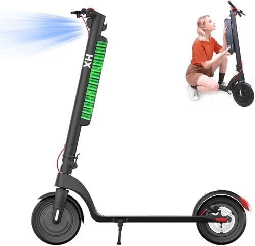 HX X8 Patinete Eléctrico Adultos-350W/500W Scooter Electrico Plegable con 10Ah/13Ah Batería Extraíble,40km Autonomía,MAX 25 KM/H,Frenado Dual,Display Multifunción,IP54 y 3 Modos-Ruedas 10