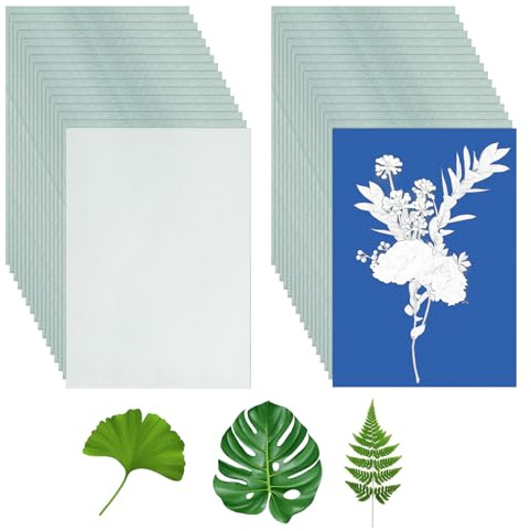 30 Carta per Stampa Solare A5, Carta Cianotipia Naturale con Foglio Acrilico, Cianotipia per Carta da Stampa Solare, Cartas da Stampa Naturale ad Alta Sensibilità, Cartas Solare per Adulti e Bambini,