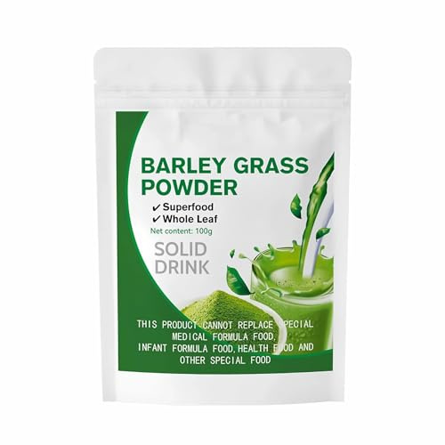 Polvo de Hierba de Cebada Orgánica: Superalimento de Hoja de Cebada 100% Natural y Puro, Bolsa Resellable de 100 g, Rico en Antioxidantes, Desintoxicante y Digestivo, Vegano y Sin Gluten