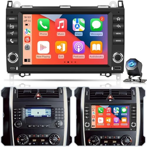 4+128GB Autoradio Android per Mercedes Classe A/B/V & Sprinter W906 W169 W245 B200 Vito Viano W639, Aggiornamento Radio Aftermarket con CarPlay, Android Auto, GPS, WiFi, Telecamera Posteriore