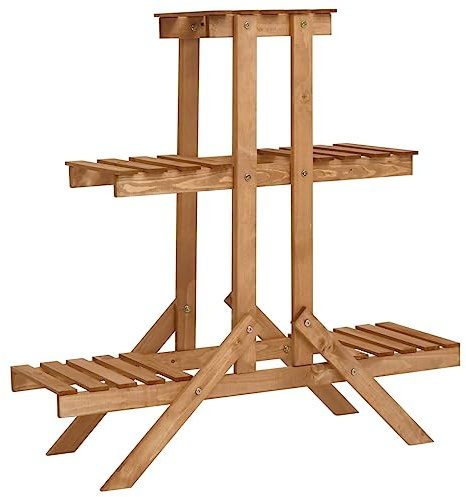 Mokuyary Support à fleurs - 83 x 25 x 83 cm - En bois de sapin - Support pour plantes d'intérieur et d'extérieur - Étagère à fleurs décorative - Escalier à fleurs pour terrasse, balcon, salon