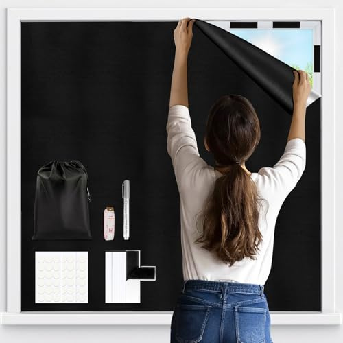 Vexyra Store Occultant sans Percage 300x145cm, Rideau Occultant Thermique Anti Chaleur, Tissu Opaque Découpable pour Fenêtre de Toit, Velux, Chambre et Caravane, 100% Blackout Matériau Isolant