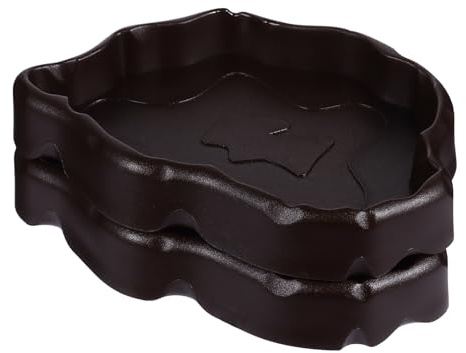 EXAOMBLE Bol Nourriture pour Reptiles et Tortues Terrestres 2 Pièces en Résine Synthétique Noir Anti-évasion pour Alimentation et Abreuvoir Terrarium