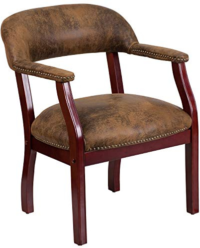 Flash Furniture Diamond Bomber Jacket Brown Luxurious Conference Chair with Accent Nail Trim