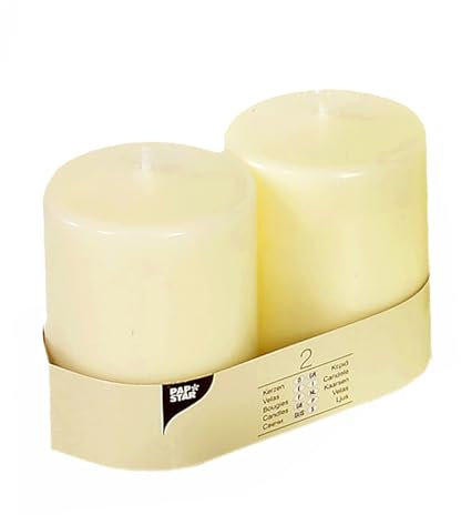 Papstar 1 Karton = 6x2 Stumpenkerzen Ø 80 mm · 100 mm elfenbein 15362
