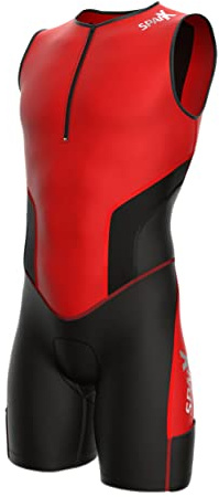 Sparx X Triathlon Suit Men Racing Tri Cycling Skin Suit Bike Swim Run (Red_Elite, Large)