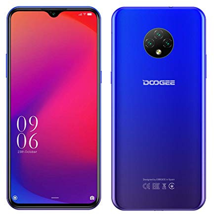 4G Smartphone Libre Android 10 (2020), Teléfono Móvil DOOGEE X95 Dual SIM, 6.52’’ Waterdrop Pantalla, Batería 4350mAh Carga Rápida, 2GB+16GB, 13MP+2MP+2MP+5MP, GPS WiFi, Reconocimiento Facial Azul