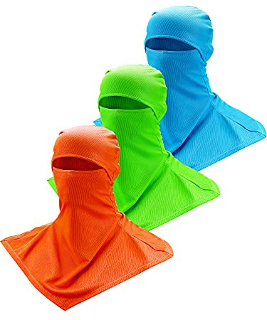 SATINIOR 3 Piece Balaclava Face Cover Sun Protection Neck Cover Summer Balaclava Motorcycle Face Mask for Men Women (Orange, Green, Blue)