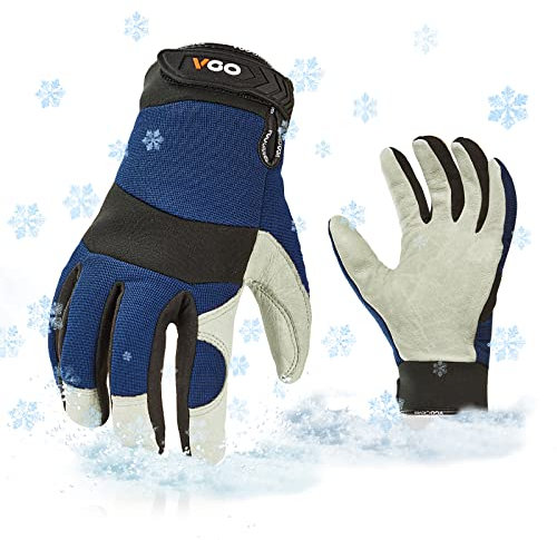 Vgo... 1 Paar 32℉ oder mehr 3M Thinsulate C40 gefüttertes Schweinsleder warme Winterkälte Lagerung gefroren Sicherheit Arbeitshandschuhe(PA7620F)