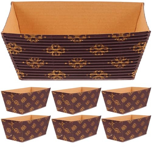 UPKOCH Einweg Papier Backformen 25 Rechteckige Ölbeständige Mikrowellen-Aufbewahrungseinlagen Backöfen Snacks Kraftpapier Sichere Pfannenhalter Brotlaib Miniformen Wellpappe Backform