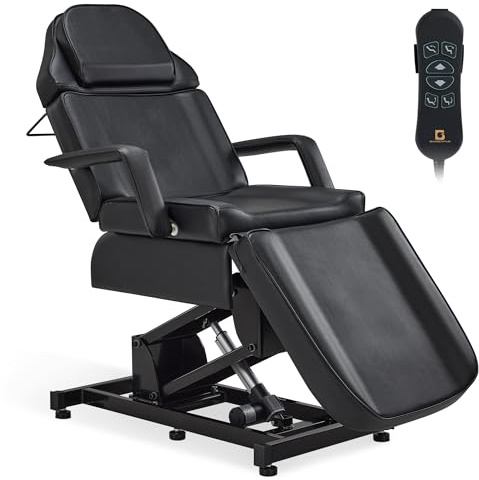 BarberPub 3 Motor Electric Beauty Bed, Fully Adjustable Massage Table with Remote Control, Heavy Duty Salon Lash Bed for Spa, Tattoo, Facial, Treatment, Waxing, Eyelash Extensions 2751 (Black)
