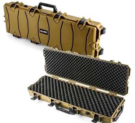 AR BRAND EST. 2021 Brown Large All-Weather Precision Hard Rifle Case Waterproof Ultra Protective Gun Case with Intensive Foam Gun Case Hunting Case