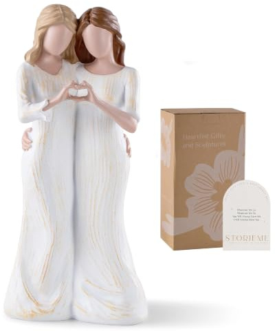 Storieme Sister Figurine, Hand-Painted Birthday Gift for Bestie | 7.7 Hand-painted Resin Statue with Gift-ready Box, Heartwarming Christmas/everyday Gift for Best Friend Women, Home Decor