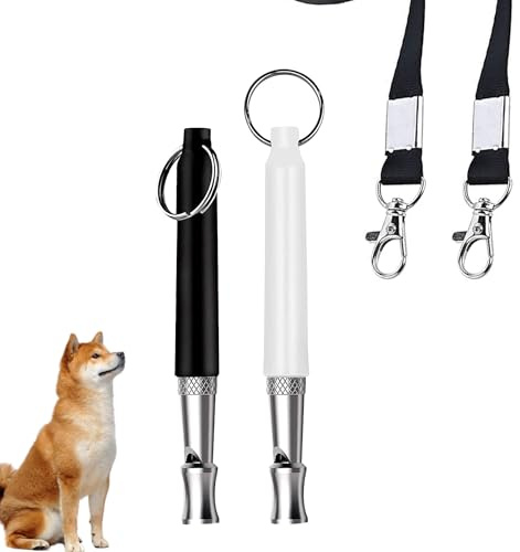 2Pack Ultrasonic Dog Whistle White Black Silent Dog Whistle To Stop Barking With Storage Box Dog Whistle To Stop Barking Adjustable Dog Training Whistle Train The Dog Suitable for All Breeds of Dogs
